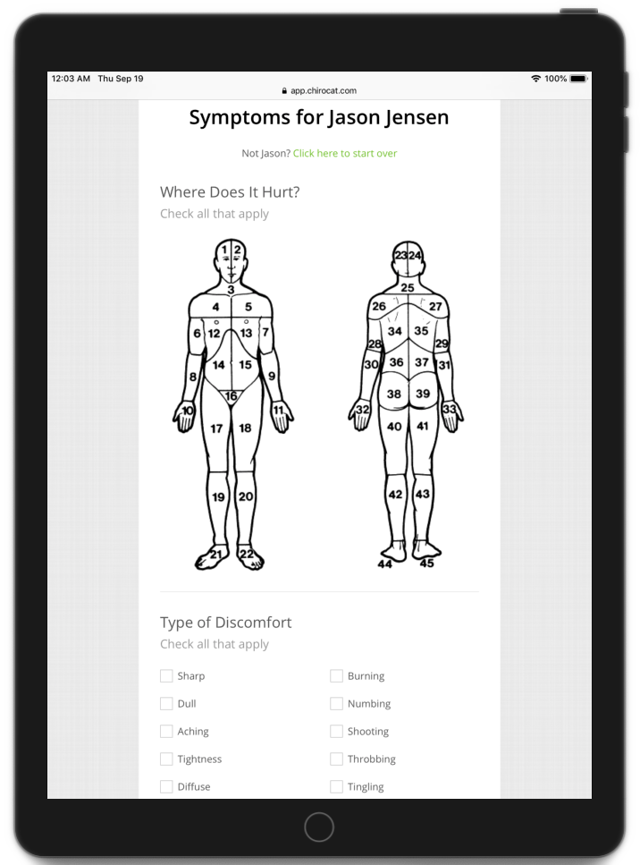 Patient Intake Forms - Symptoms