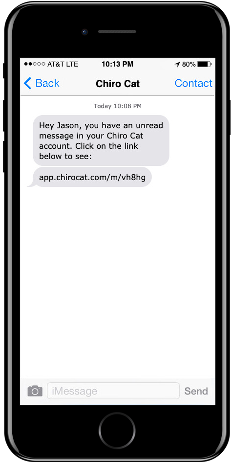 Text message notification of unread message